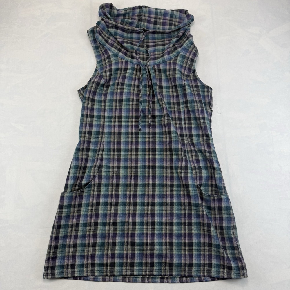 Patagonia Womens 8 Plaid Sleeveless Cowl Dress Pockets